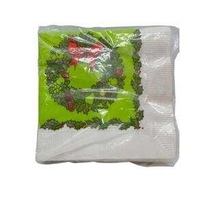 Vintage Holiday Wreath Napkins 20 Pack 3-Ply Extra Soft 9 7/8" X 10"